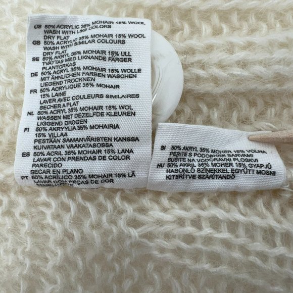 H&M Light Cream Lacey Pattern Cardigan Hand Knitted Acrylic, Mohair, Wool Size S - Picture 10 of 13